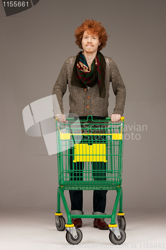 Image of man with shopping cart