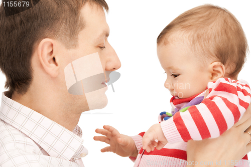 Image of happy father with adorable baby