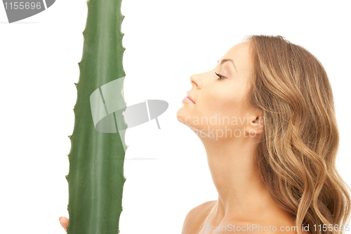 Image of lovely woman with aloe vera