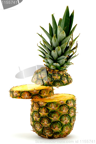 Image of Pineapple and slice on white background