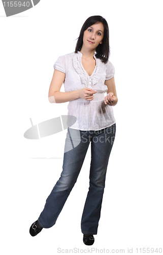 Image of Girl in a white blouse, isolated