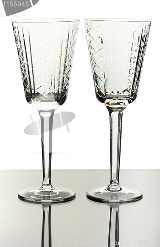 Image of Two crystal wine glasses, isolated.