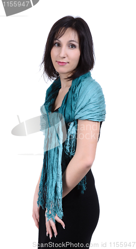 Image of Girl in black dress, isolated