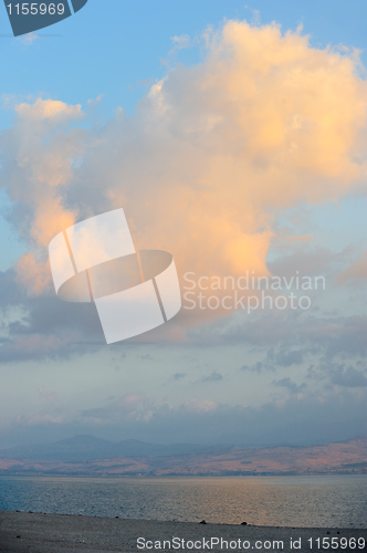 Image of Lake Kinneret at dawn 