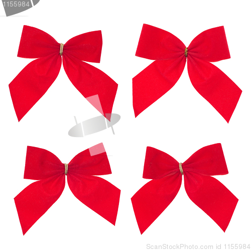 Image of Four gift red ribbon and bow