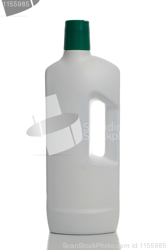 Image of White plastic bottle green cap