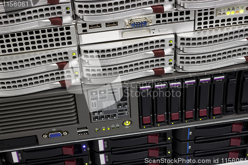 Image of data storage rack with hard drives