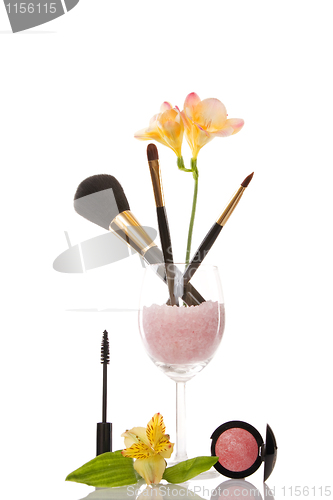 Image of cosmetics and flower, beauty concept