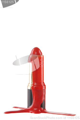 Image of melted red lipstick