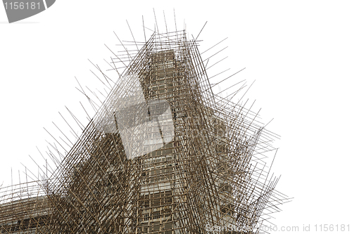 Image of bamboo scaffolding in construction site