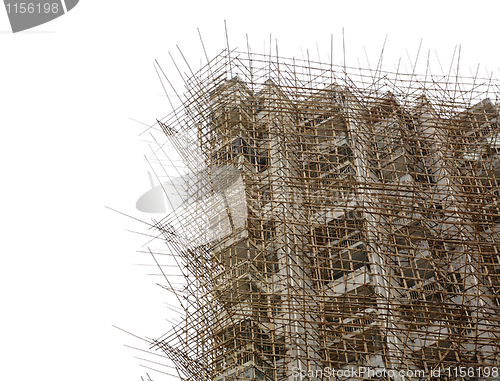 Image of bamboo scaffolding in construction site