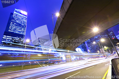 Image of traffic in city at night
