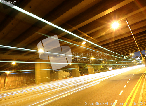 Image of traffic in city at night