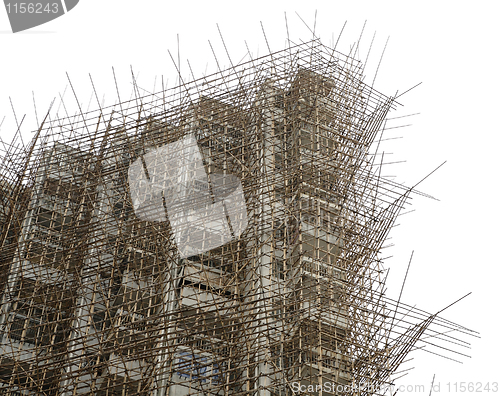 Image of bamboo scaffolding in construction site