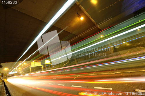 Image of light trails in mega city