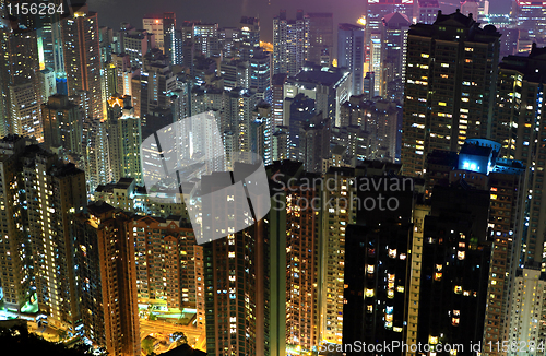 Image of apartment building at night