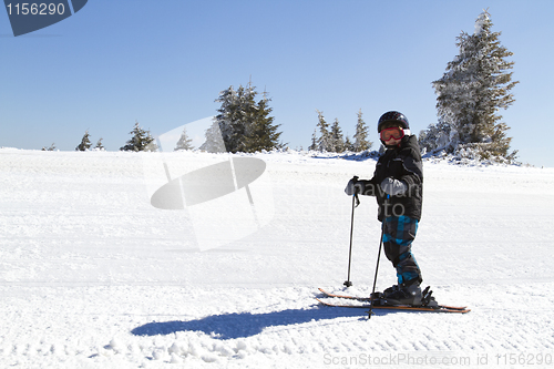 Image of young boy skiing