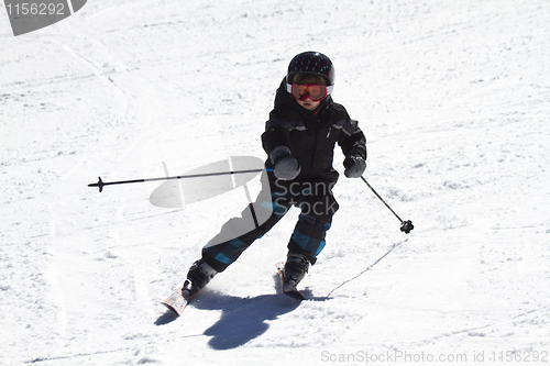 Image of young boy skiing