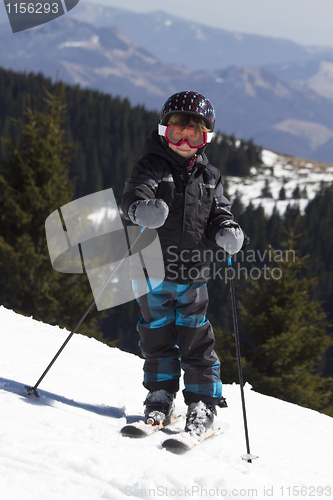 Image of young boy skiing