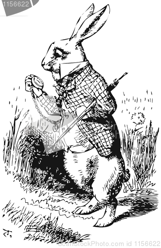 Image of White Rabbit with watch 
