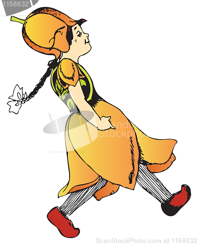 Image of Tulip illustration of a orange flower-child