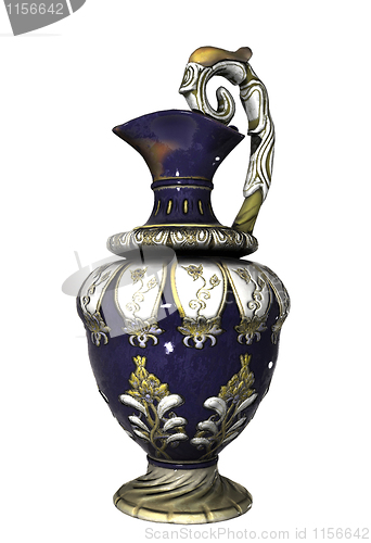 Image of Blue Chinese vase with floral pattern
