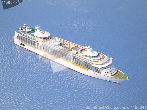 Image of Cruise ship on the ocean top perspective view