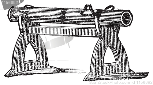 Image of Engraving of a gun platform used at the Battle of Cressy in 1346