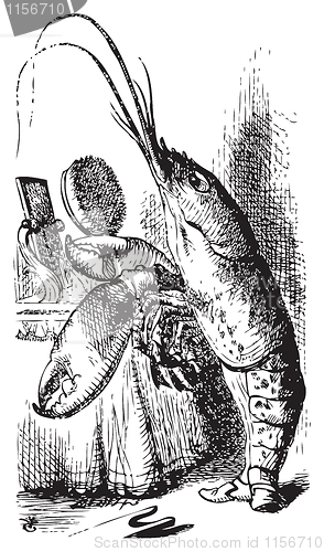 Image of Lobster primping before a mirror - Alice's Adventures in Wonderl