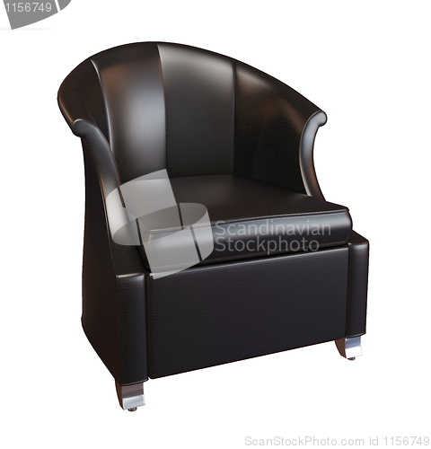 Image of Comfy black leather armchair