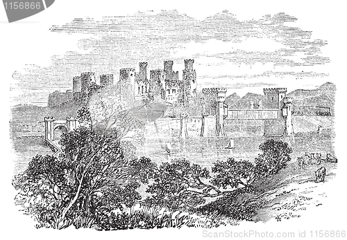 Image of Aberconway Castle, now known as Conway Castle, in the North coas