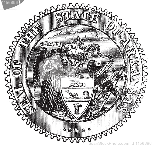 Image of Seal of Arkansas prior to 1907 old engraving.