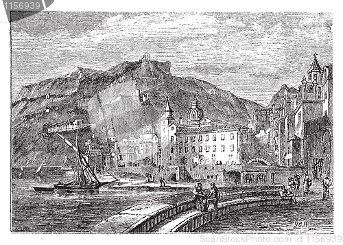 Image of Amalfi in 1890, in the province of Salemo, Italy. Vintage engrav