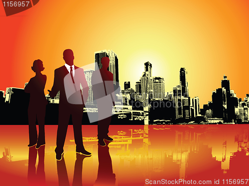 Image of Corporate or business team with urban background