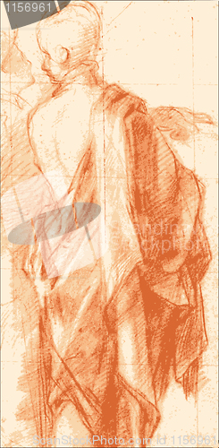 Image of Sketch of a draped man on old paper