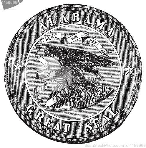 Image of The Great Seal of the State of Alabama vintage engraving.