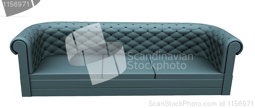 Image of Turquoise three place leather or fabric sofa