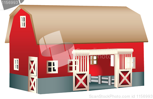 Image of Red wooden toy barn