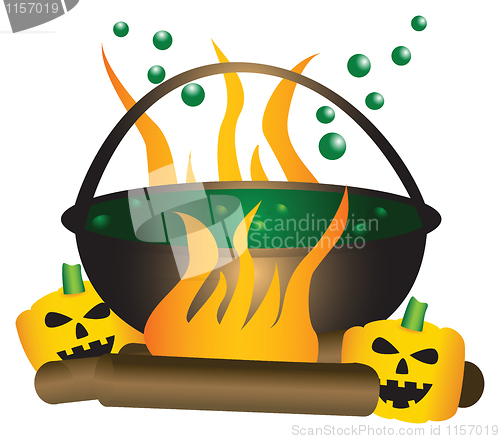 Image of Halloween theme of a bubbling witch cauldron.