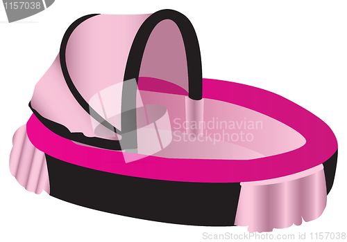 Image of Pink and black illustration of a baby crib