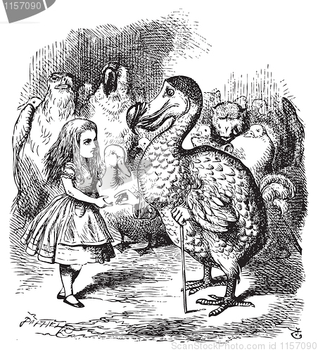 Image of Alice and the Dodo presenting the Thimble