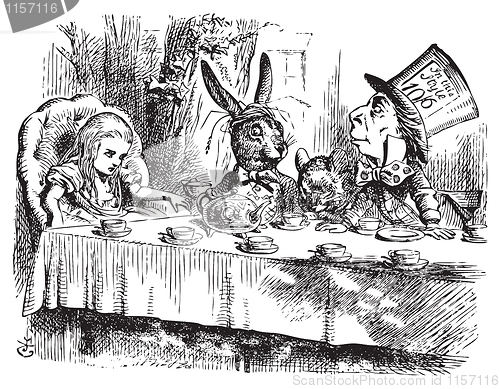 Image of Mad Hatter’s Tea Party, Alice in Wonderland original vintage eng
