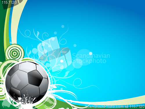Image of A soccer sport ball on a blue and green background
