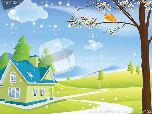 Image of Cute remote rural house in winter
