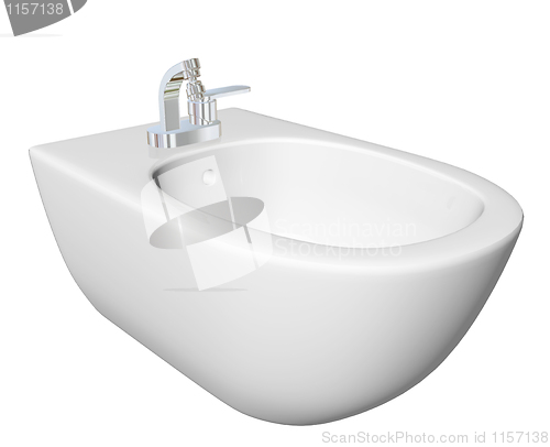 Image of Round bidet design for bathrooms. 3D illustration.