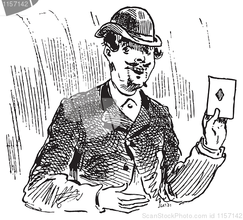 Image of The three card trickster engraving illustration