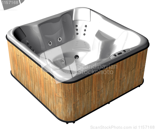 Image of A wooden cased spa isolated on white