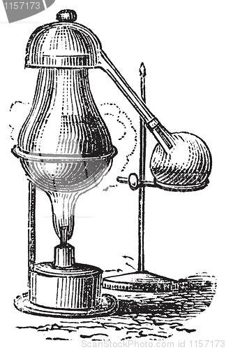 Image of Alembic or Ambix (ambikon) vintage engraving