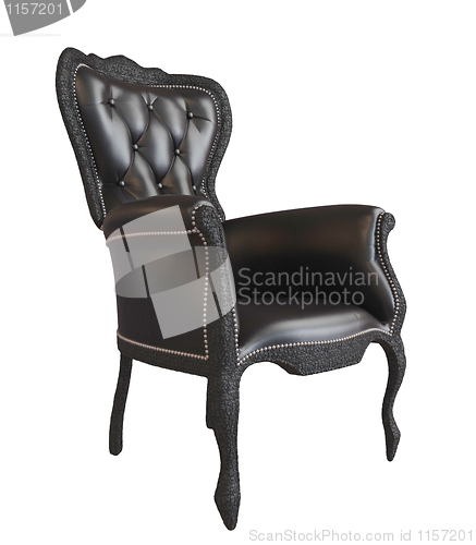 Image of Comfy black leather office or royal armchair
