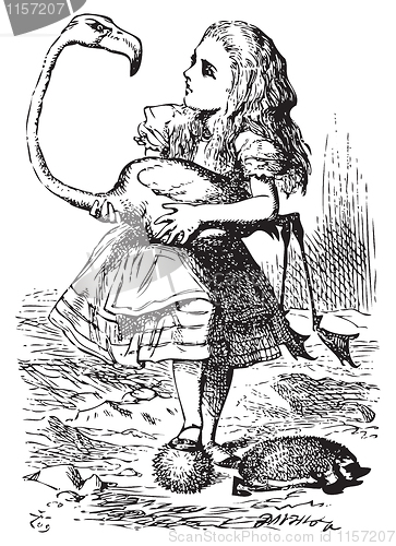 Image of Alice trying to play croquet with flamingo and hedgehog - Alice'